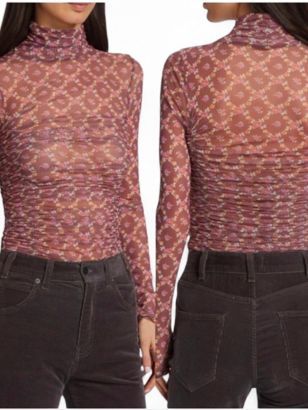NWT INTIMATELY BY FREE PEOPLE Under It All Mesh Ruched Bodysuit - Medium - Picture 2 of 10